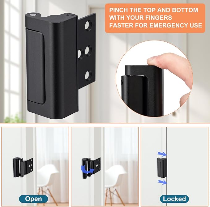 2 Pack Home Security Door Lock, Childproof Door Reinforcement Lock, - Image 4