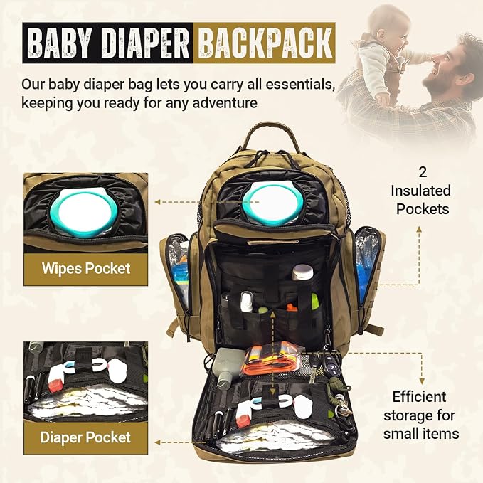 HighSpeedDaddy - Baby Diaper Backpack, Military-Grade, Waterproof, Compact Baby - Image 3