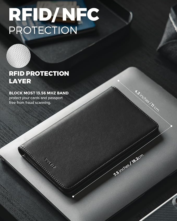 VULKIT Passport Holder Wallet RFID Blocking Travel Wallet - Image 3