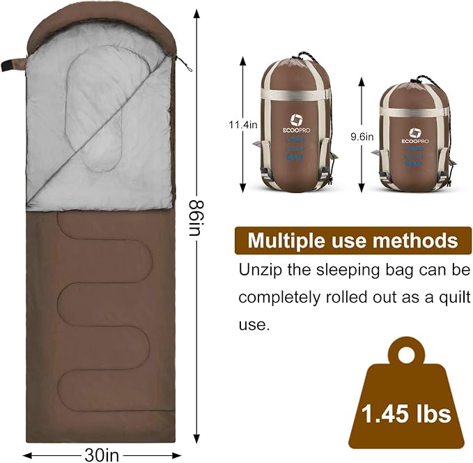 ECOOPRO Warm Weather Sleeping Bag - Image 2