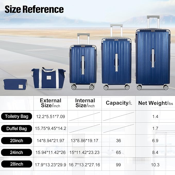 Romswi Suitcase Set with TSA Lock Cup Holder, Hardside Spinner Suitcase with - Image 9