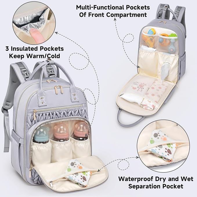 Diaper Bag Backpack, Stylish Baby Diaper Bag, Waterproof Travel Diaper - Image 3