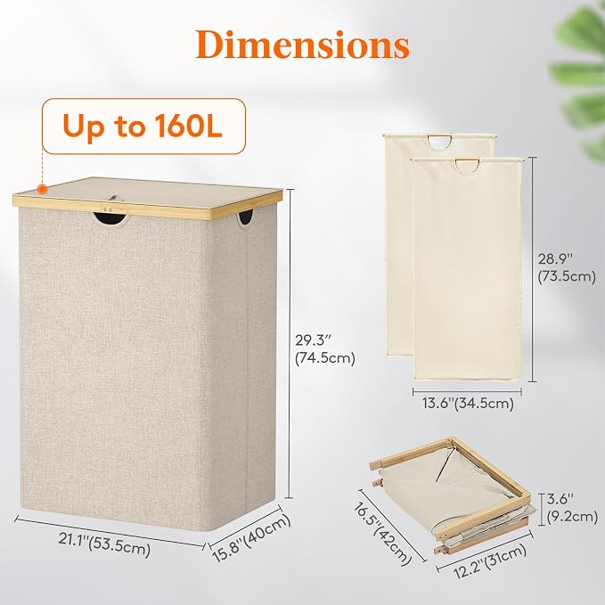 Lifewit 160L Double Laundry Hamper - Image 4