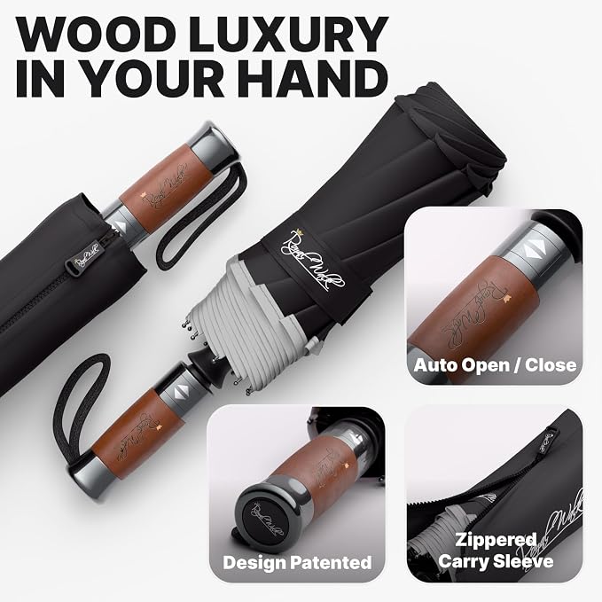 Royal Walk Windproof Folding Travel Umbrella Compact and Strong Luxurious Real - Image 3