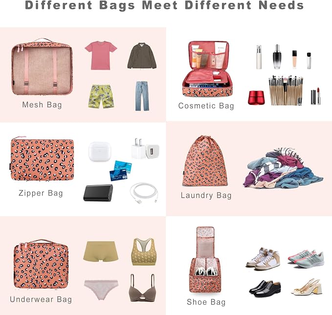 BAGAIL 8 Set Packing Cubes Luggage Packing Organizers - Image 5