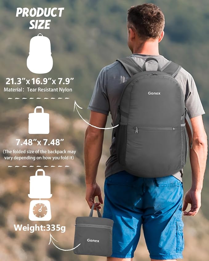 Gonex 30L Ultra Lightweight Packable Backpack, Handy Foldable Daypack - Image 3