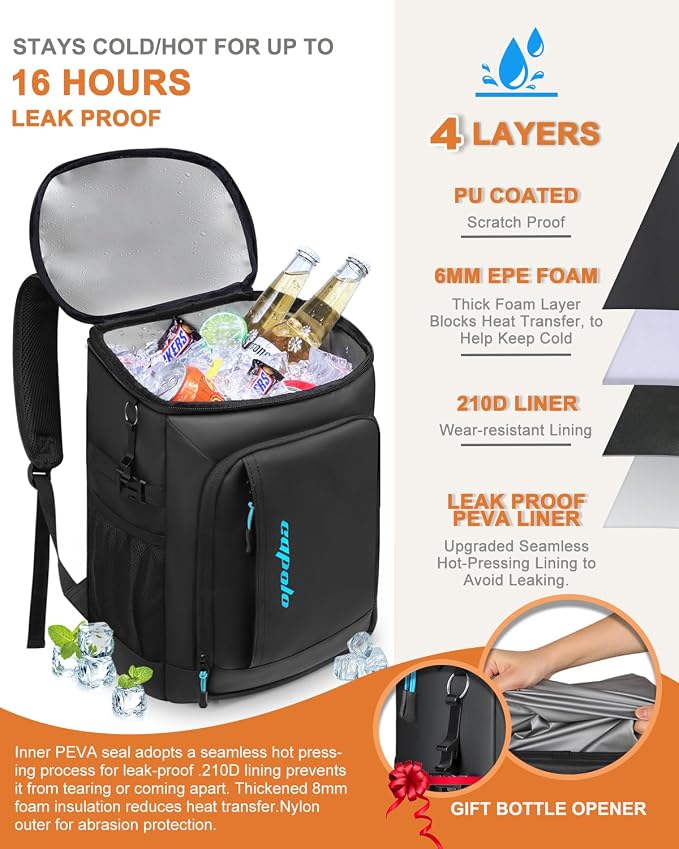 Capolo 36/45 Cans Cooler Backpack Insulated Waterproof - Image 5
