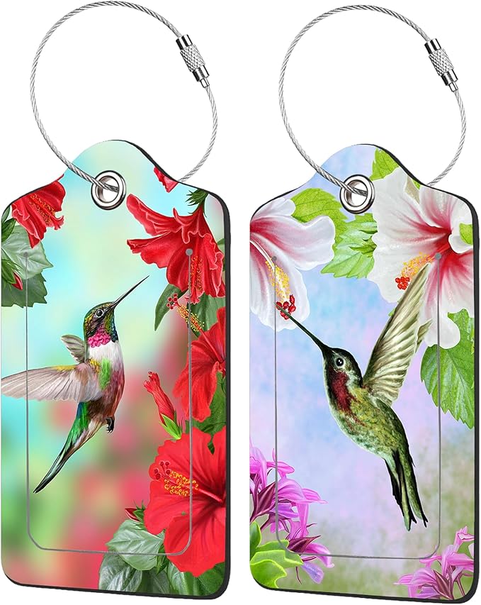 2 Pack Hummingbird with Hibiscus Luggage Tags by EOBKLAX