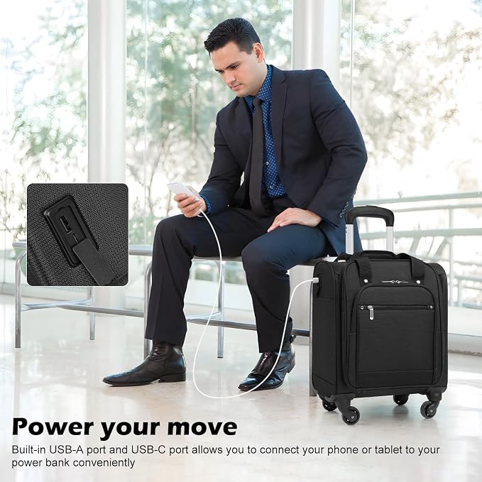 Coolife Underseat Carry On Luggage Softside Lightweight Rolling Travel Bag - Image 4