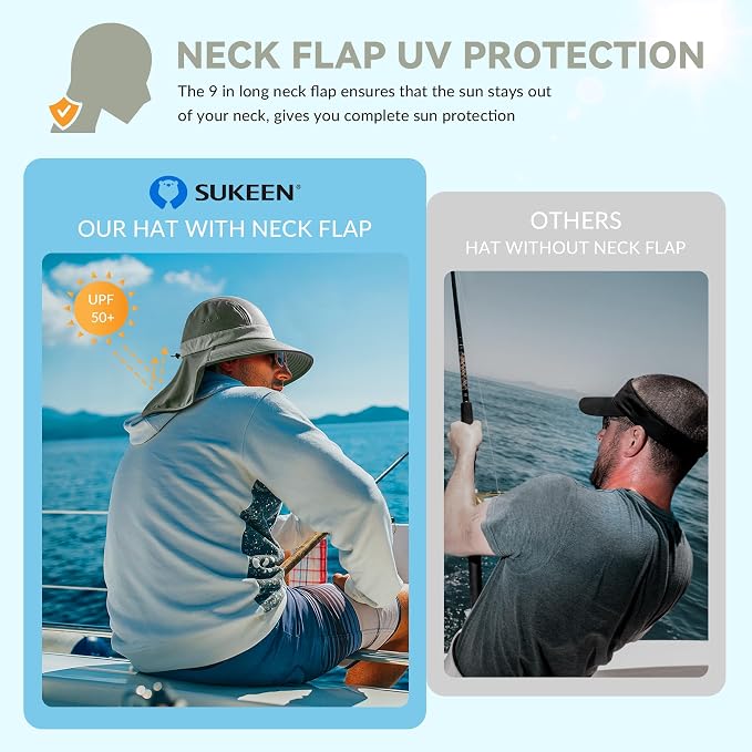 Sukeen Cooling Sun Hat for Men Women UPF50+ Wide Brim Fishing Hat - Image 4