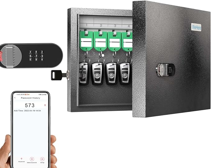 WeHere Key Lock Box, Wall Mount Key Cabinet by WeHereSmartBoxLock