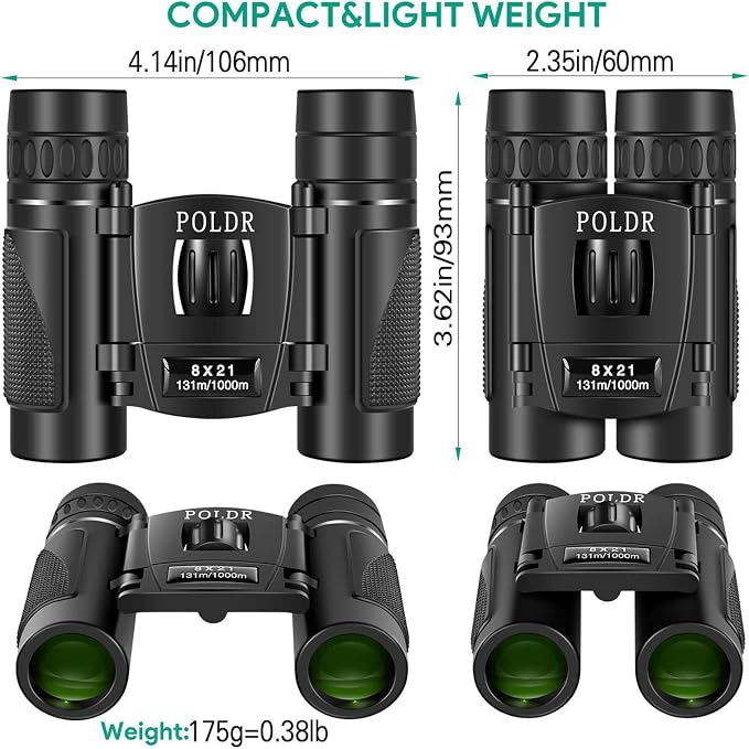 POLDR 8x21 Small Compact Lightweight Binoculars - Image 2