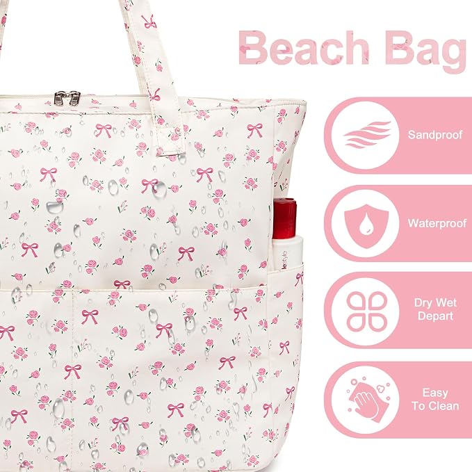 Beach Pool Bags Tote for Women Ladies Large Gym Tote Carry On Bag - Image 2