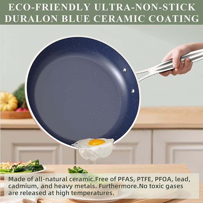Nuwave 7pc Cookware Set Healthy Duralon Blue Ceramic Nonstick Coated, Diamond - Image 7