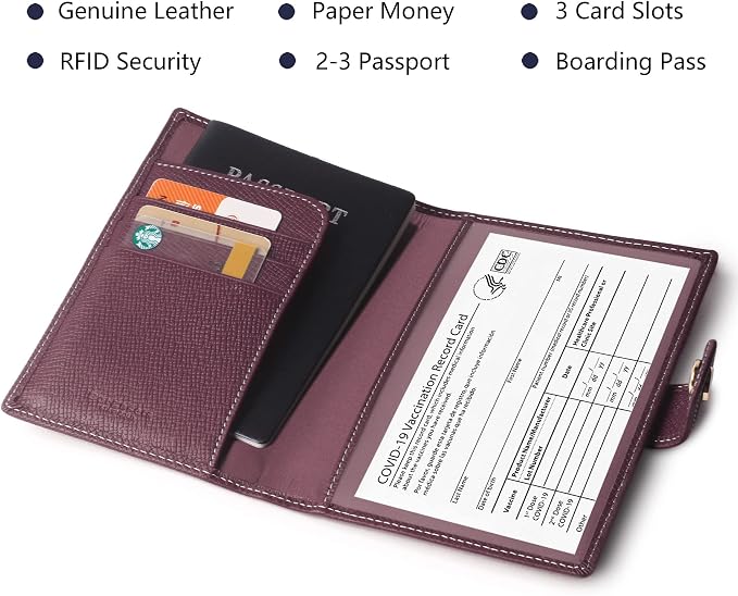 Genuine Leather Passport Case, RFID Passport Cover - Image 2