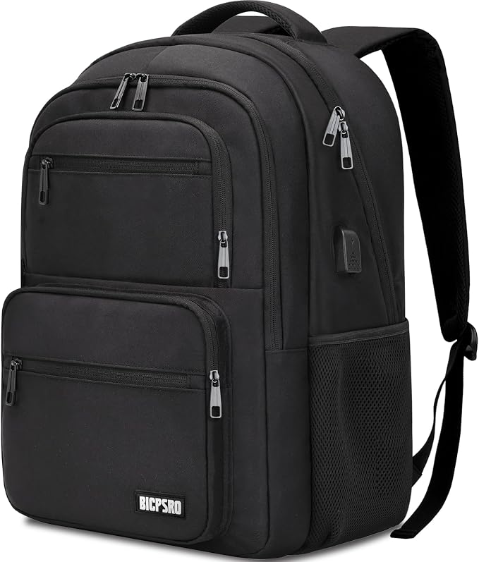 Black Backpack for Men Women, 15.6 inch Laptop Backpack for School, School by BICPSRO