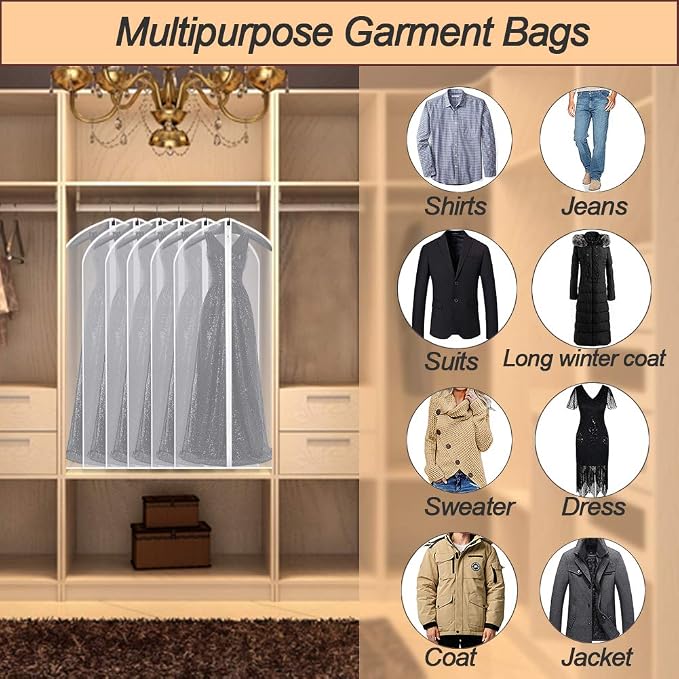 Suit Bags for Closet Storage Garment Bag 24''X40'' Clear Garment Bags for - Image 5