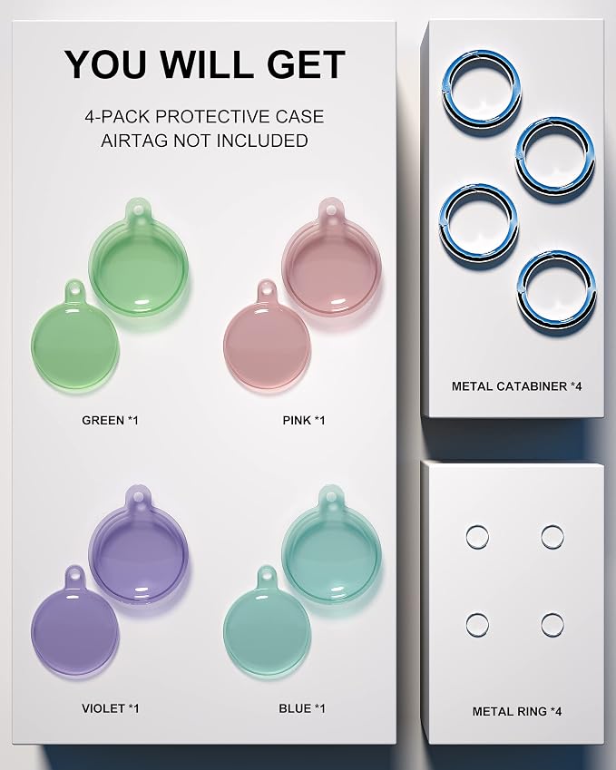 4 Pack Airtag Holder, Apple Air Tag Waterproof Case - Image 4
