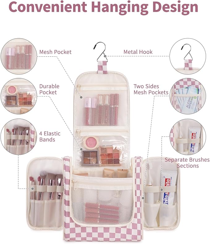 Narwey Checked Hanging Travel Toiletry Bag - Image 2