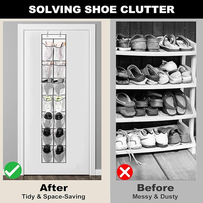 12 Large Pockets Over The Door Hanging Shoe Organizer - Image 3