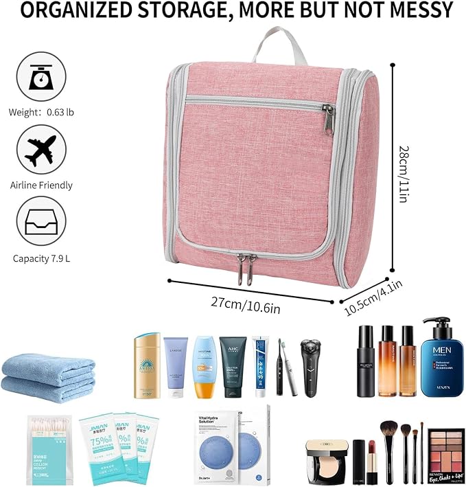 Della Gao Big Capacity Portable Travel Hanging Toiletry Bag Men and Women - Image 2