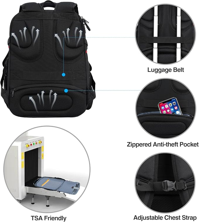 KROSER Travel Laptop Backpack 17.3 Inch XL Computer Backpack - Image 5