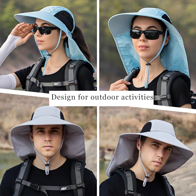 Sun Hat for Men Women with Neck Flap, UPF 50+ UV Protective Hiking Fishing Hats - Image 5