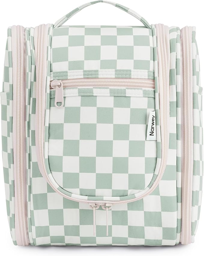 Narwey Small Checkered Hanging Travel Toiletry Bag - Image 2
