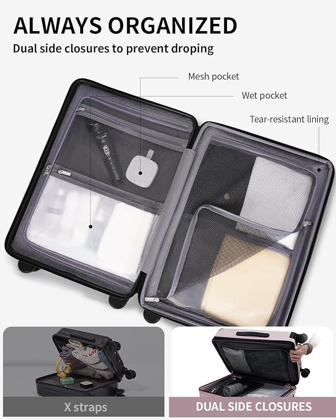 ECOHUB Hardside Expandable Carry On Luggage, Recycled PC 24" Rolling Luggage - Image 6