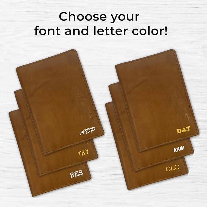 Personalized Monogrammed Antique Saddle Leather RFID Passport Wallet - Image 3