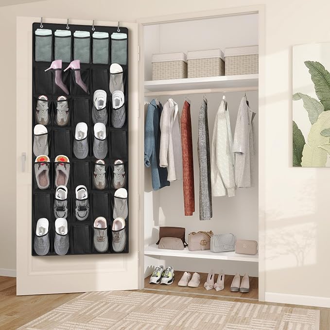 FENTEC 35 Large Pockets Over The Door Shoe Organizer, Mesh Hanging Shoe - Image 4