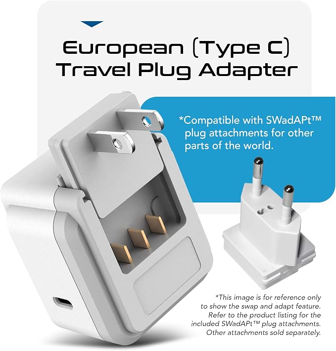 Ceptics European Plug Adapter, Safe USB-C 30W PD & QC 3.0-2 USA Socket - Image 7