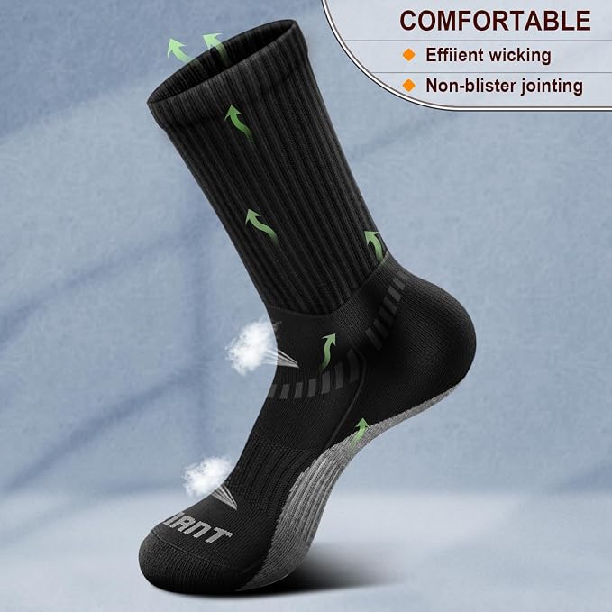 BULLIANT Compression Socks for Men 6Pairs, Athletic Crew Socks Cushioned For - Image 5
