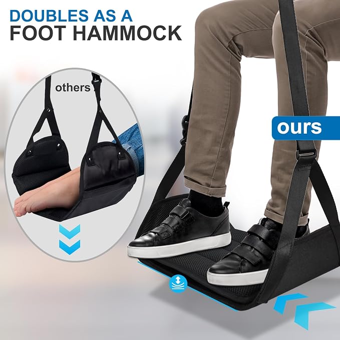 Airplane Foot Hammock （ Memory Foam） 2 in 1 Removable Support Pad， Portable - Image 3
