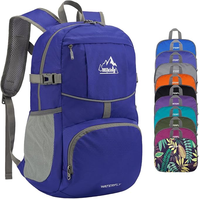 WATERFLY Hiking Foldable Daypack Backpack: 25L Ultra Lightweight Packable by Waterfly