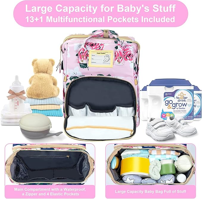Diaper Bag Backpack with Changing Station, Foldable - Image 2