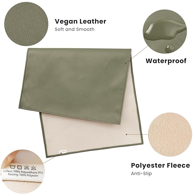 Konssy Faux Leather Baby Changing Mat, Waterproof, Wipeable & Portable Diaper - Image 2