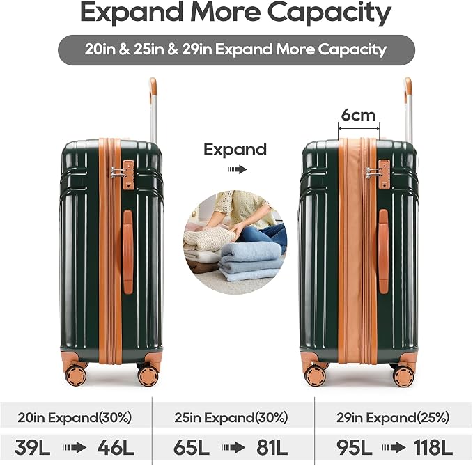 GinzaTravel Luggage Sets 3-Piece Expandable Suitcases - Image 3