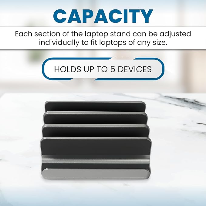Multiple Laptop Holder Vertical – Adjustable Laptop Vertical Stand Holds 5 - Image 2