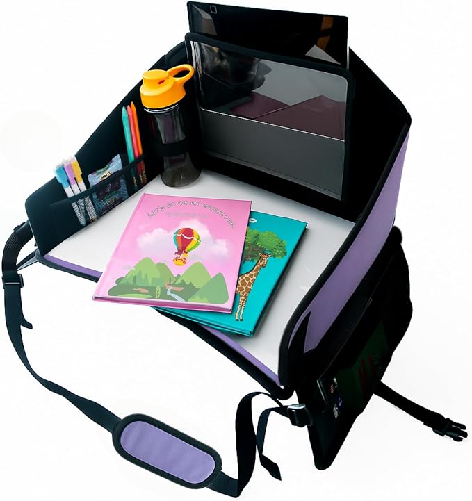 Kids Travel Tray for Car Seat- Purple- The Essential Travel Lap Desk by TripleEEEAdventures