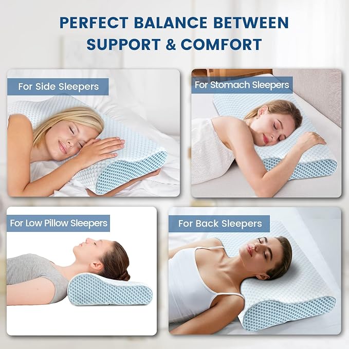 Memory Foam Bed Pillow for Sleeping, Ergonomic Cervical Contour Neck Support - Image 6
