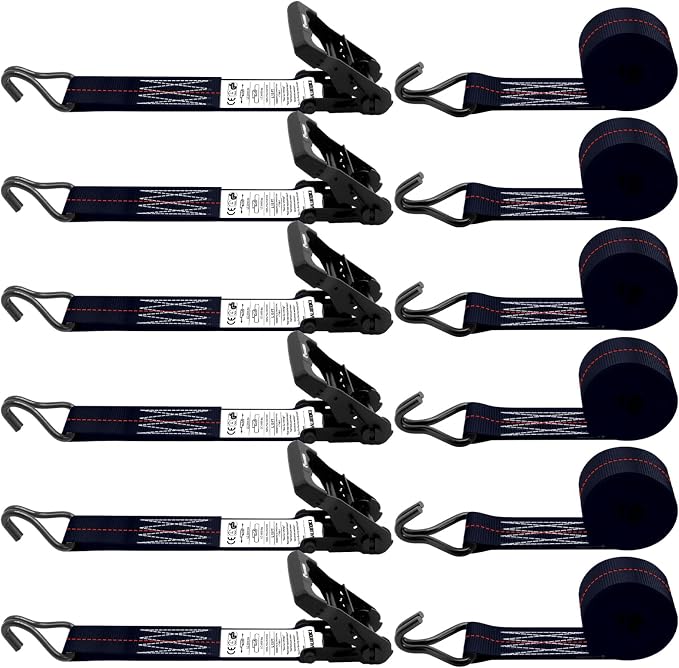 6 Pack 2 inch Ratchet Straps Heavy Duty J Hook 2 in x 15ft by SALUINOKI