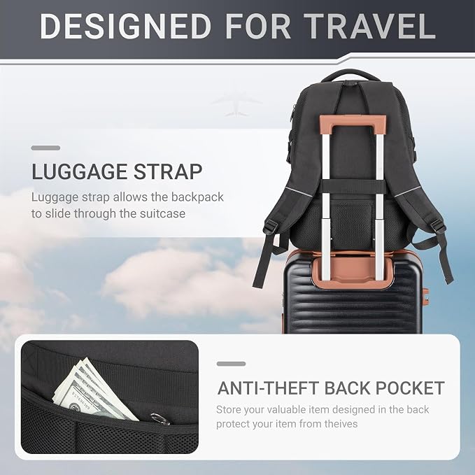 40L Expandable Laptop Backpack, Anti-thief Travel Backpack - Image 4