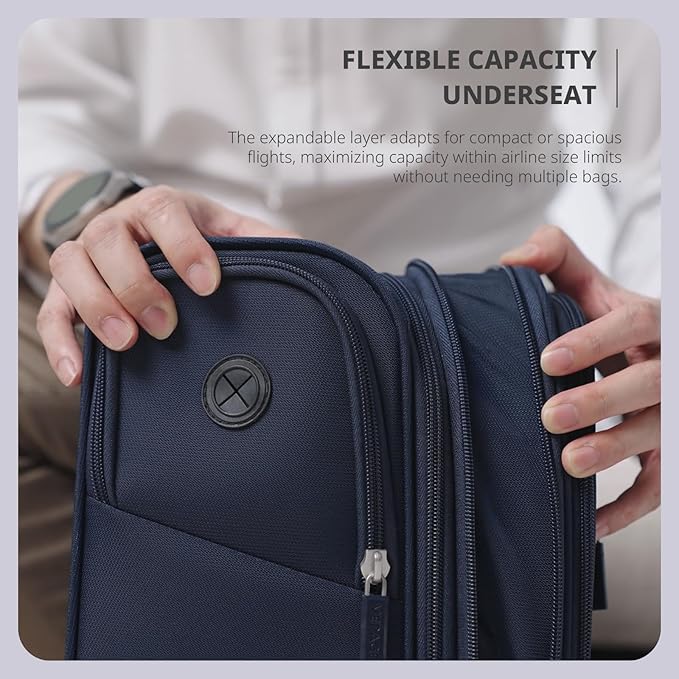 Verage Under Seat Luggage with Wheels, Softside Expanable Small Suitcase Carry - Image 3