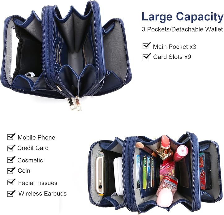 Crossbody Cellphone Purse Women Touch Screen Bag RFID Blocking Wallet Handbag - Image 2