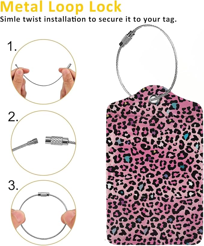 Pink Leopard Print Luggage Tags - Image 3