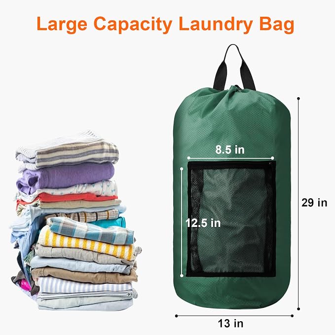 Femuar Laundry Bag Backpack Durable Laundry Bag - Image 2