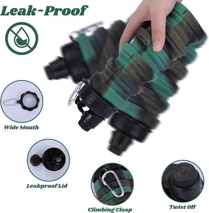 Collapsible Water Bottle for Adults, Reusable Silicone Foldable Water Bottles - Image 4