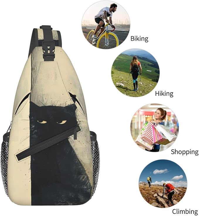 SUPLUCHOM Sling Bag Cat Vintage Hiking Daypack Crossbody Shoulder Backpack - Image 6