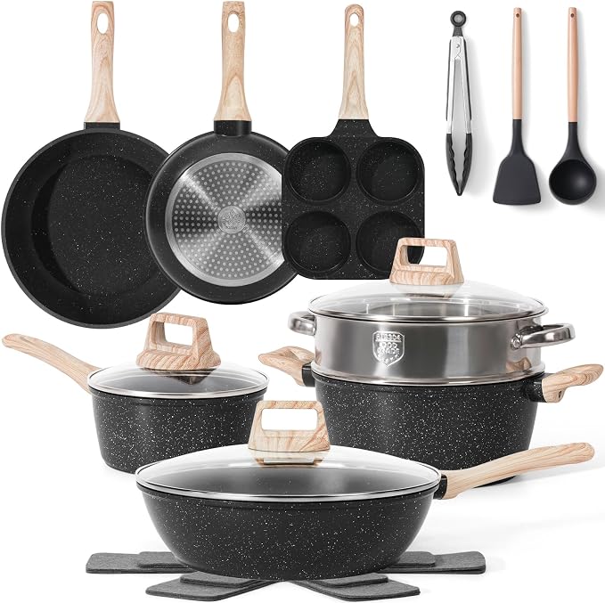 17 Pcs Pots and Pans Set Non Stick Kitchen Cookware Sets Nonstick Induction by SODAY